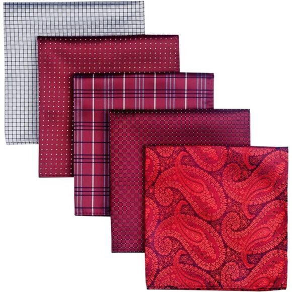 5 Piece Assorted Woven Microfiber Premium Pocket Square Gift Box Set - Picture 1 of 8